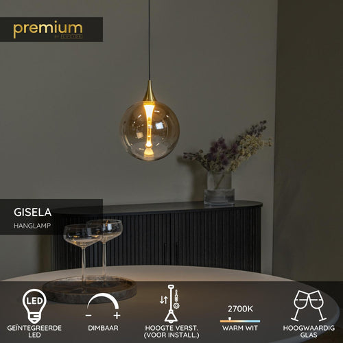 Lucide hanglamp GISELA - Geïntegreerde LED - Amber