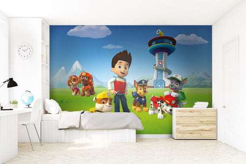 Sanders & Sanders fotobehang PAW patrol blauw, groen en rood - 375 x 270 cm - 600598