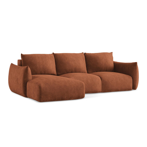 LaMiaSofa hoekbank links Savona - chenille stof - terracotta - 242x162x90