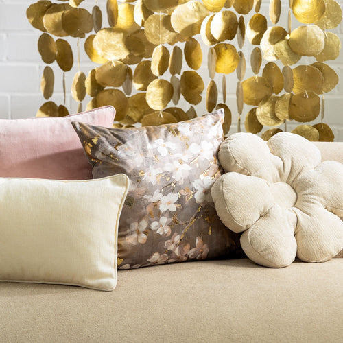 SUZY - sierkussen 45x45 cm - bloemenprint - Driftwood - taupe