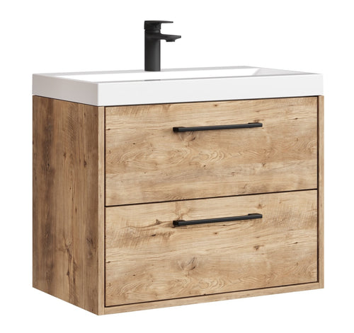 Badplaats Badkamermeubel Set Florence 01 60 cm – Kastanje Eiken – Hangend Wastafelmeubel met Soft-Close
