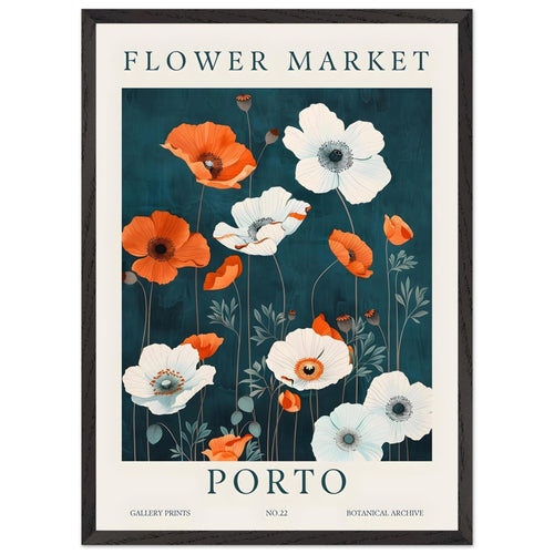 Artfulprints Poster met Lijst Flower market - Porto   - 50x70 cm - Meerkleurig