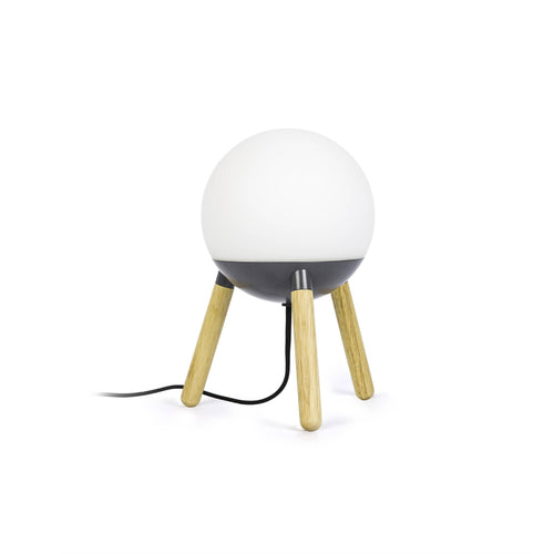 Faro Mine - 1 Light Tafel Bollamp Hout, Donkergrijs, E27