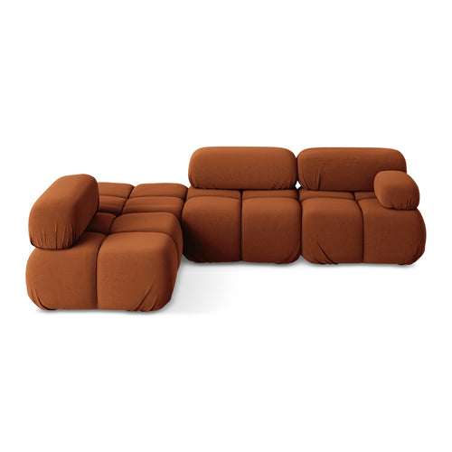 LaMiaSofa hoekbank links Sanremo - velours - terracotta - 285x190x70