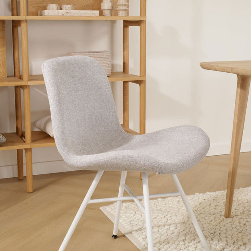 Nolon Noa-Fé Eetkamerstoel Lichtgrijs - Stof - Wit Onderstel - vtwonen shop
