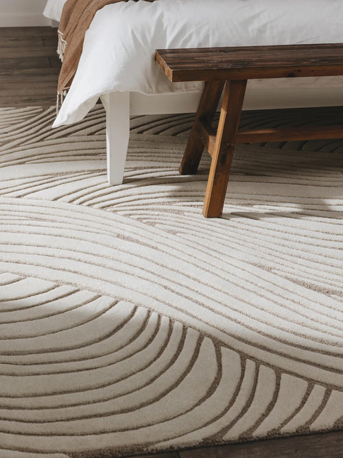 benuta wollen vloerkleed Tess - crème/taupe - 160x230 cm