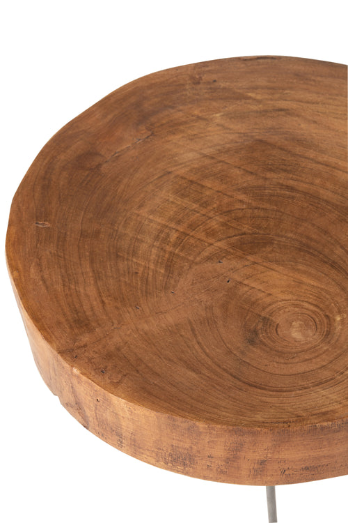 J-Line bijzettafel Paulownia - hout/metaal - bruin - set van 2 - vtwonen shop