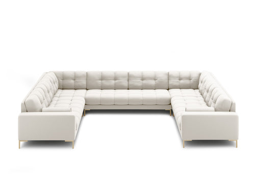 Cosmopolitan Design Panoramische bank Bali 9-zits, structurele stof, lichtbeige - 256x327x75cm