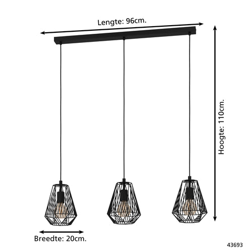 EGLO hanglamp Stype - e27 - 96 cm - zwart - vtwonen shop