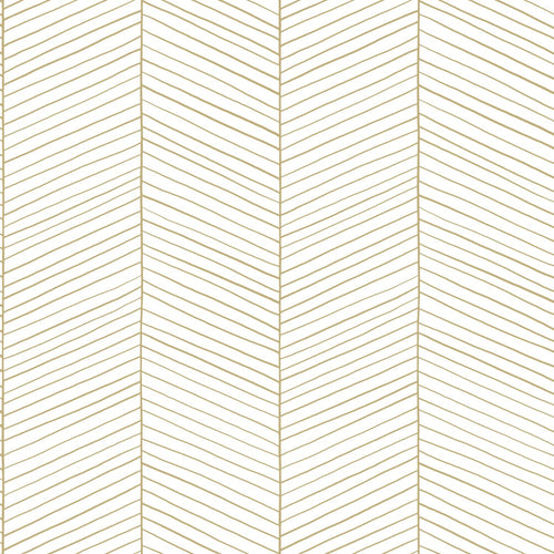 ESTAhome behang visgraat-motief wit en goud - 53 cm x 10.05 m - 139135