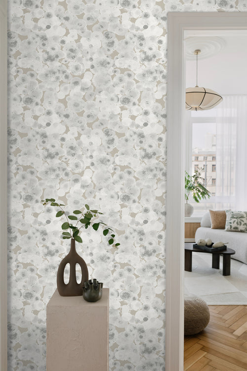 Sanders & Sanders behang aquarel luchtbellen taupe en grijs - 53 cm x 10 m - 640020