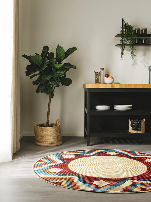 benuta binnen- en buitenkleed Kenya - veelkleurig - ø 160 cm