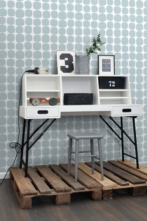 ESTAhome behang grafisch motief lichtblauw en wit - 53 cm x 10.05 m - 139088 - vtwonen shop