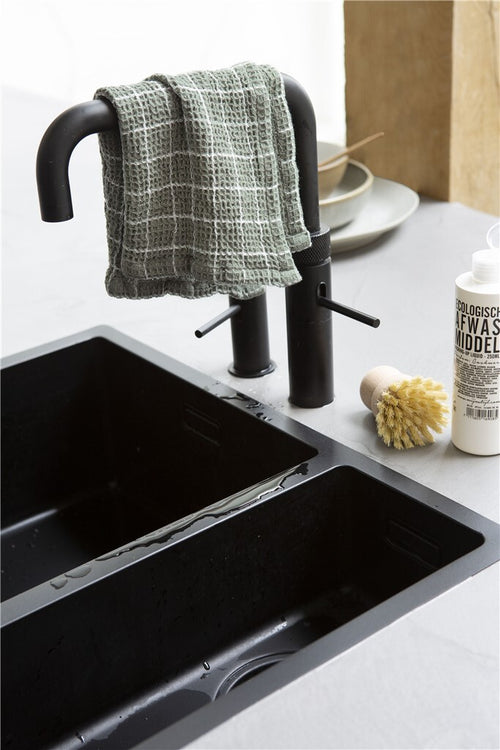 Walra - Vaatdoek Dry with Cubes - 3x 30x30 cm - Legergroen