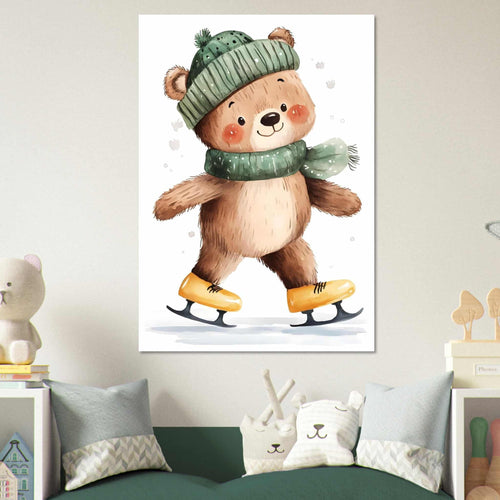 Artfulprints  Schaatsende beer   poster 30x40 cm - vtwonen shop