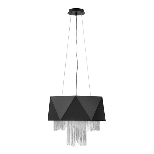 Elstead Zuma 6-lichts hanglamp, satijnzwart, zilver, E27