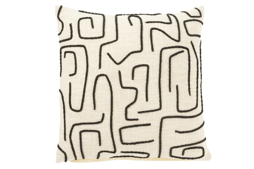 J-Line kussen Vierkant Strepen/Bogen - katoen - zwart/wit - vtwonen shop