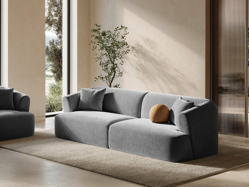 Cosmopolitan Design Modulaire bank Campi 4-zits, flueel grijs - 90x255x70cm