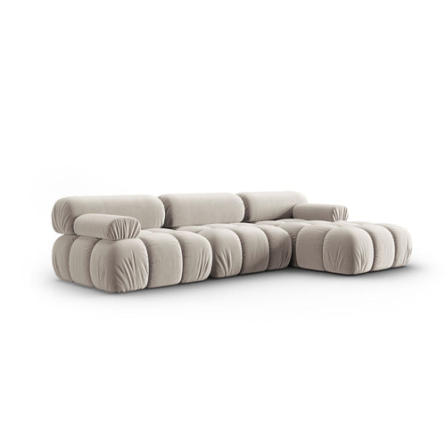 Cosmopolitan Design - Modulaire hoekbank rechts Cortina 4-zits, flueel donkerbeige - 155x282x70cm