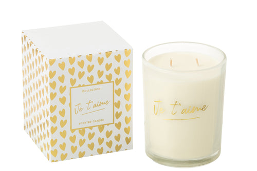 J-Line geurkaars Je T'aime - Ginger & Ylang - glas - goud - large -  70U