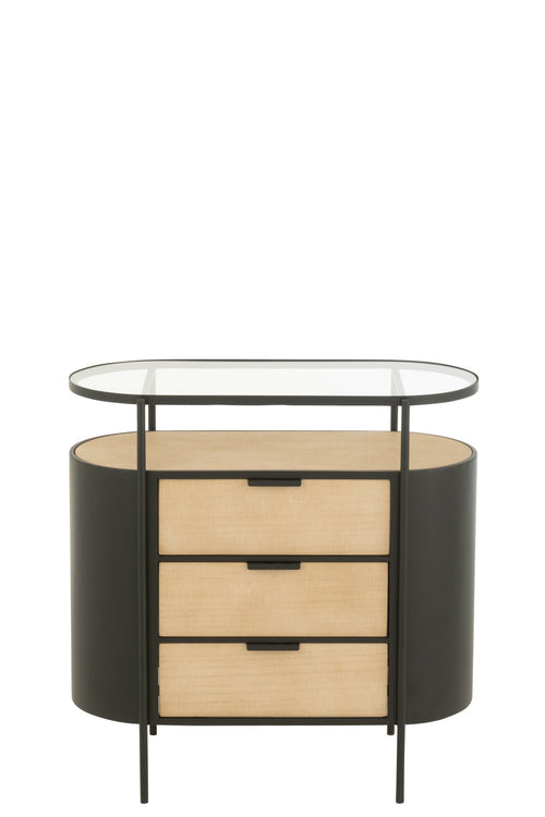 J-Line kast Avy - ijzer - naturel/zwart