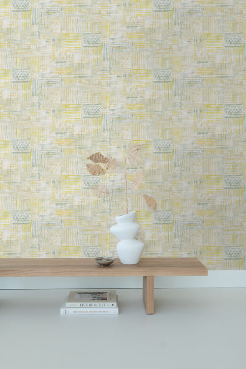 Sanders & Sanders behang grafisch motief geel en groen - 53 cm x 10,05 m - 640756