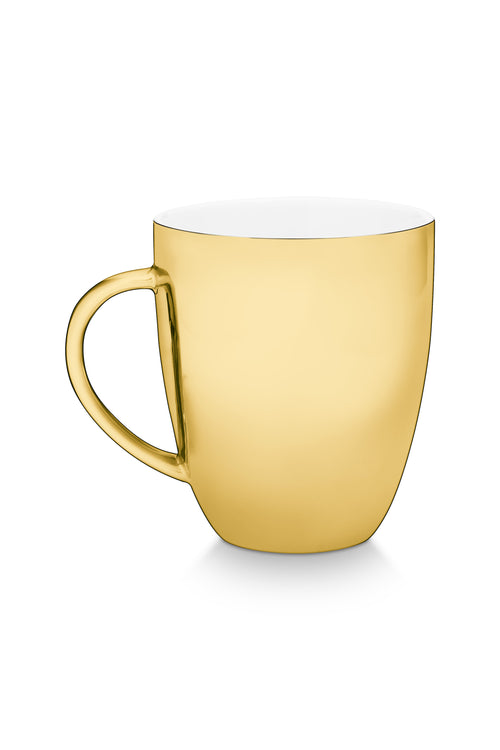 vtwonen - mokken met oor - set van 4 - porselein - goud - 275 ml