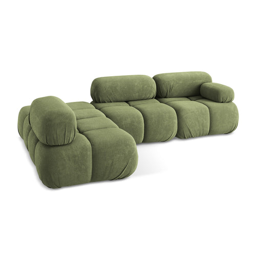 LaMiaSofa hoekbank links Sanremo - chenille stof - groente - 285x190x70