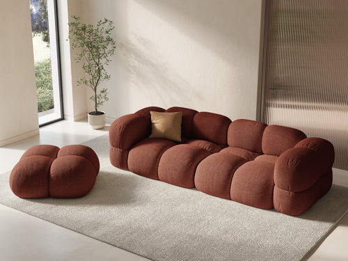 Cosmopolitan Design Bank Loretto 4-zits, structurele stof koraal - 100x250x68cm
