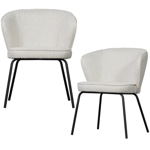 BePureHome eetkamerstoelen Admit - Bouclé - Naturel - Set van 2 - vtwonen shop