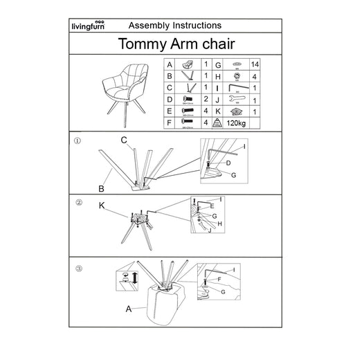 Livingfurn eetkamerstoel Tommy Bisque Oasis - Beige - Set van 2