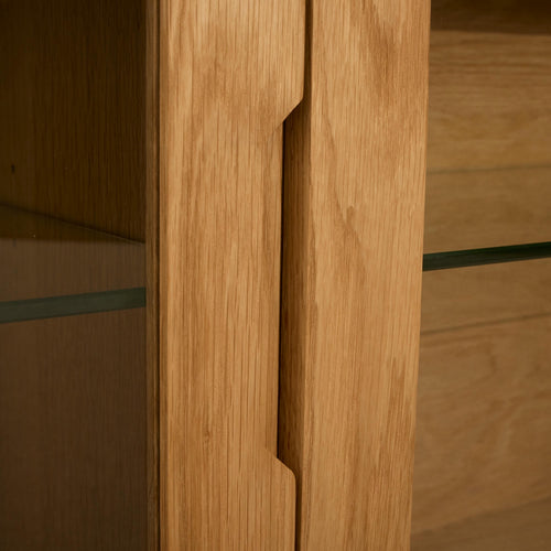 Furnhouse 3-deurs wandkast Nyborg - Natuurlijk eikenhout - MDF, Eikenfineer, Glas - 34x180x60