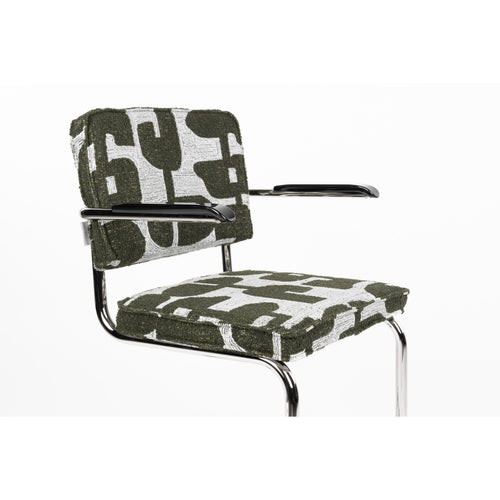 Zuiver Ridge Deco Symbols Eetkamerstoelen Armleuning Groen  - Set van 2
