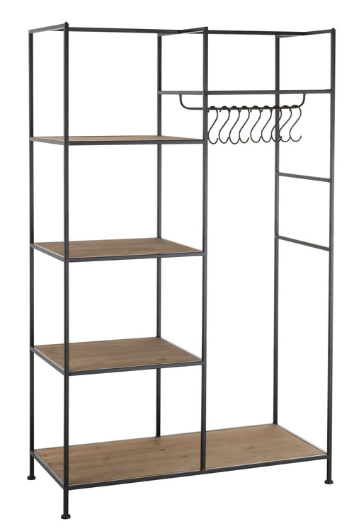 J-Line rek Textiel - metaaal/hout - zwart/naturel
