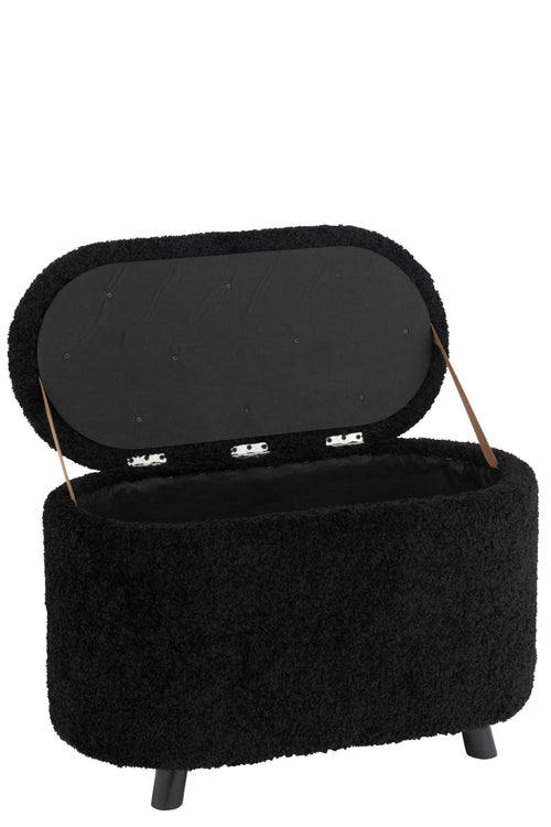 J-Line poef Opslag Teddy - polyester - zwart