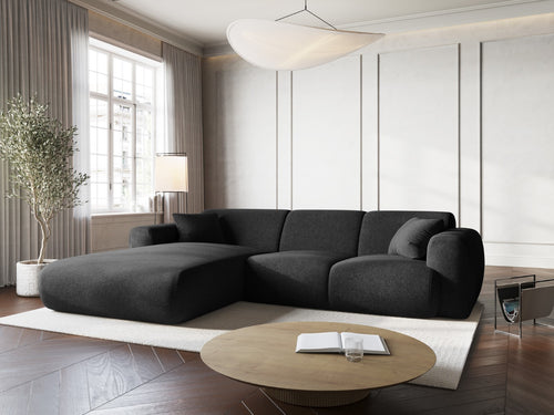 Cosmopolitan Design linker hoekbank Nolio 4-zits, chenille, zwart - 170x260x72cm