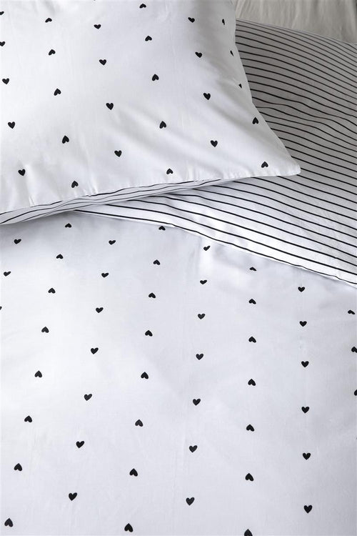 vtwonen dekbedovertrek Striped Love - 140x200/220 cm - wit