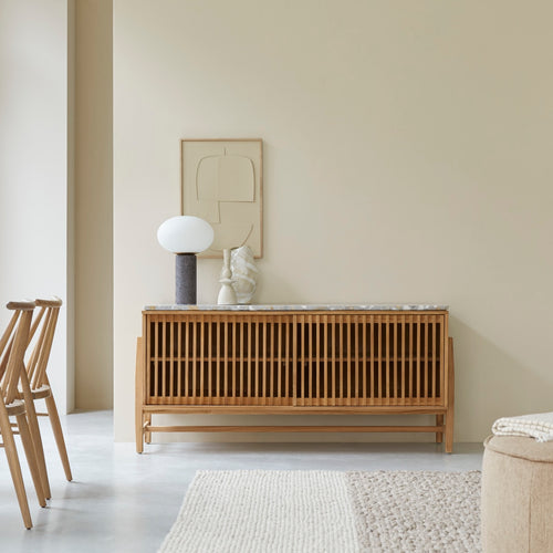 Tikamoon Buffetkast van massief teakhout en premium terrazzo 160 cm - Naturel