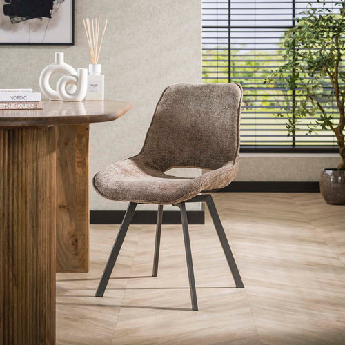 Giga Meubel Eetkamerstoel Swivel Rich - Champagne Stof - Set van 4 - vtwonen shop