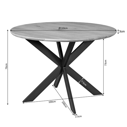 Starfurn - Eettafel Ferris - Bruin - 130x130x76 cm