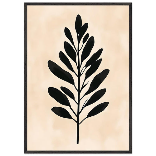 Artfulprints Poster met Lijst Boho – Bold leaf   - 70x100 cm - beige