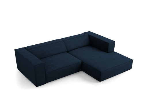 Cosmopolitan Design rechter hoekbank Arendal 3-zits, chenille met ribbeleffect, koningsblauw - 166x224x70cm