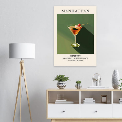 Artfulprints  Manhattan cocktail - Ingrediënten   poster 70x100 cm - vtwonen shop