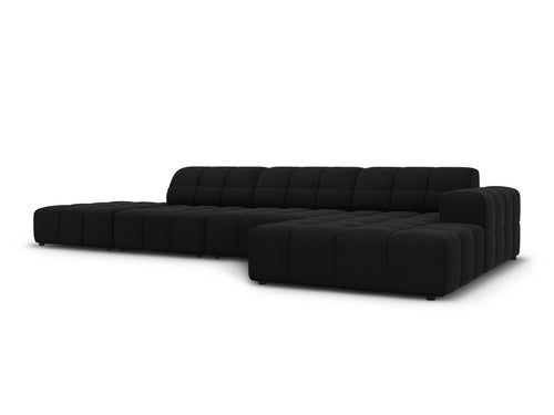 Cosmopolitan Design rechter hoekbank Chicago 5-zits, flueel zwart - 167x348x78cm