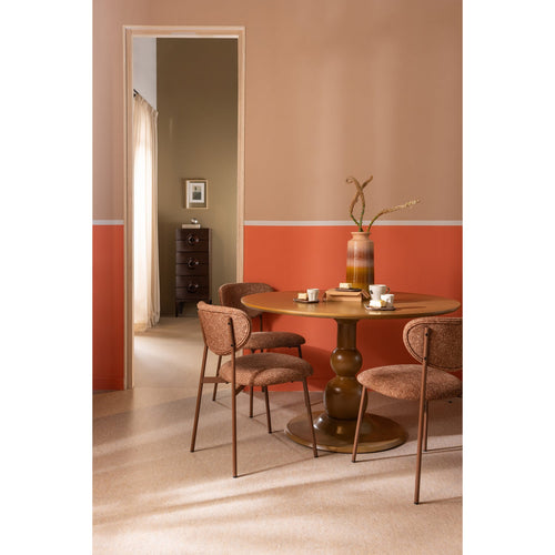 WOOOD eetkamerstoelen Valor - Polyester - Bruin - Set van 6 - vtwonen shop