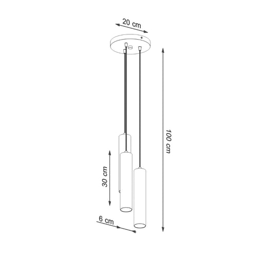 Sollux Lighting Hanglamp LINO 3P - 20x20x100cm