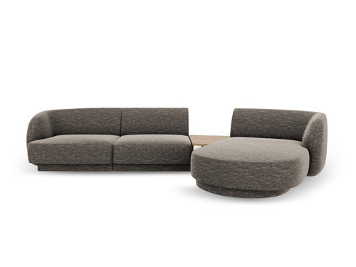 Micadoni Rechte modulaire bank Miley 3-zits, chenille, grijs - 178x303x70cm