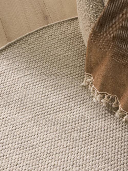 benuta wollen vloerkleed Rocco - wit - ø 150 cm