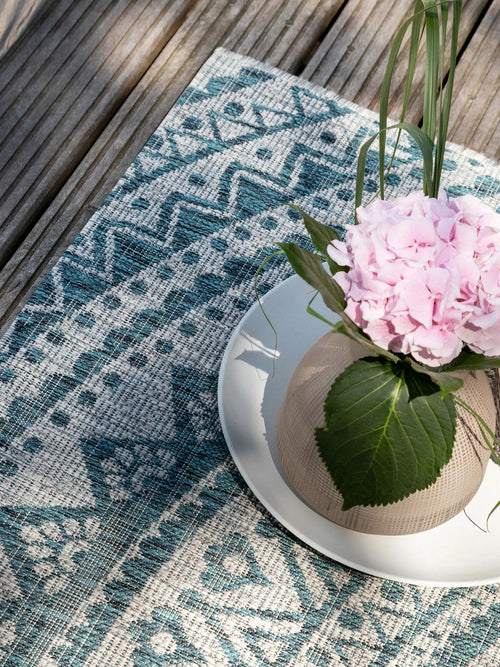 benuta binnen- en buitenkleed Cleo - beige/blauw - 300x400 cm