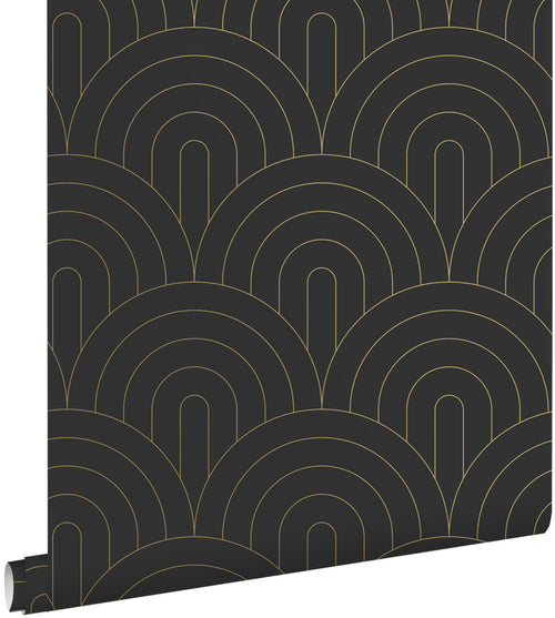 ESTAhome behang art deco motief zwart wit - 53 cm x 10.05 m - 139742